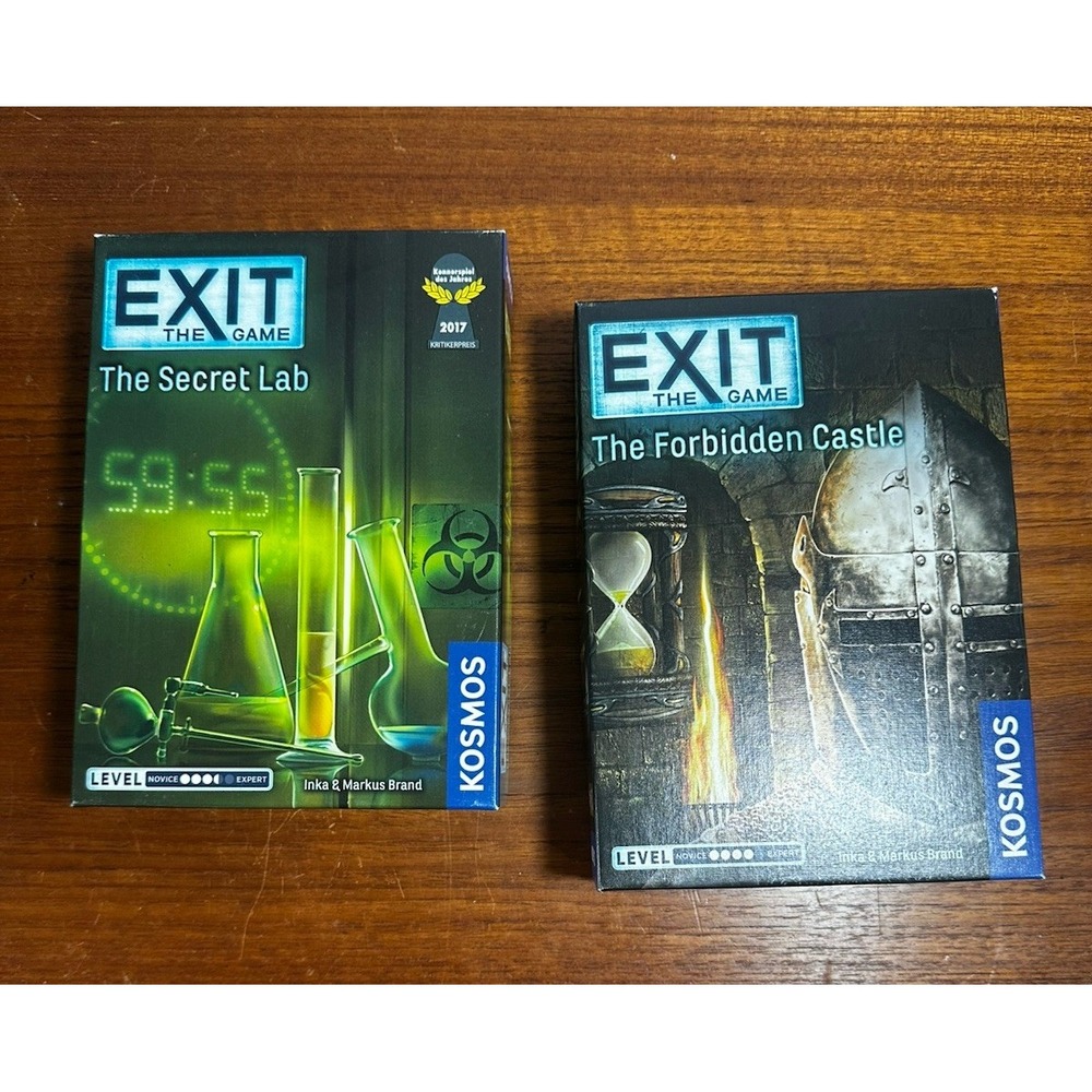 EXIT: THE GAME– Lot of 2 Escape Room Games – Forbidden Castle & Secret Lab